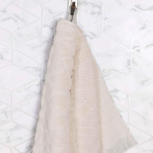 12 Set Cotton Geometric Jacquard Face Towels Eco-Friendly Machine Washable