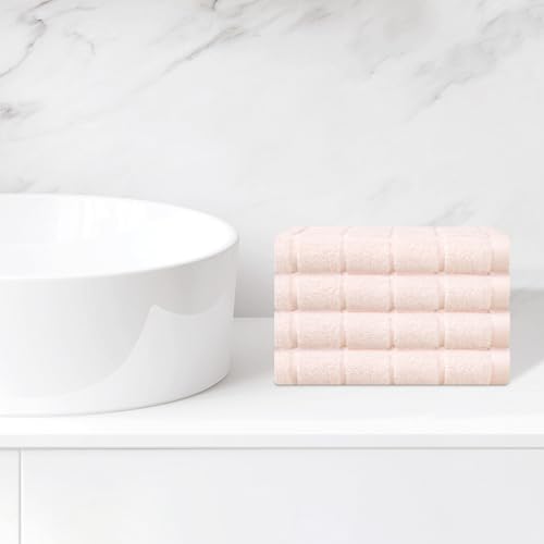 HMETOL Cotton Washcloths 4 Pack Pink 13x13