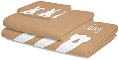 Anzona Easter White Bunny 3 Piece Bath Towel Set