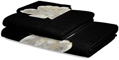 Abstract White Floral Towel Set for BathroomKitchen and More