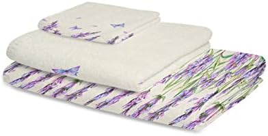 Chees D Zone Bath Towel SetPurple Floral Lavender Butterfly Soft Cotton Towels