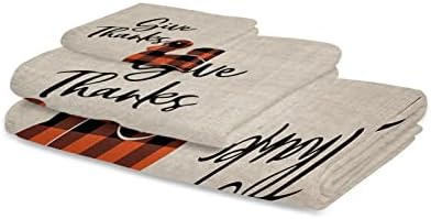 ZOE GARDEN Black Orange Check Turkey Towel Set 3-PC