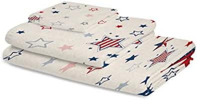 Anzona 4th of July Blue Red Star 3-Piece Bath Towels Set