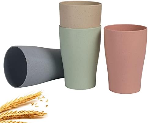CAMBUY Wheat Straw Reusable Tumbler Set 4Pcs 15OZ