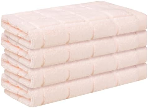 HMETOL Cotton Washcloths 4 Pack Pink 13x13