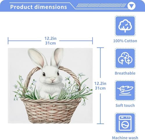 Kigai 4 Pack Easter Basket Rabbit Washcloths