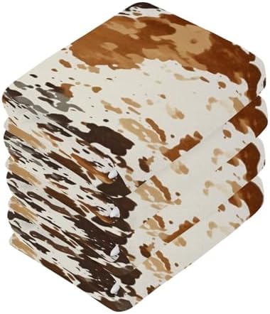 Soft Absorbent Cow Print Washcloths for Home Travel