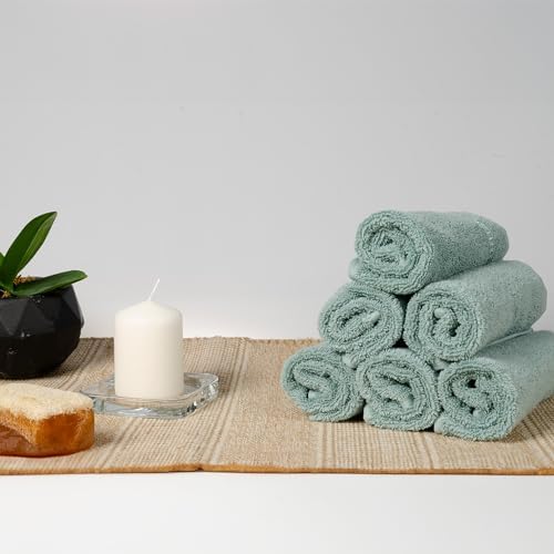 Luxury Cotton Washcloths 13x13 Soft Quick-Dry Turkish Cotton Towels Meadow Green