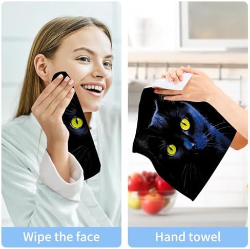 Xigua Black Cat Washcloths 2 Pack Quick Dry