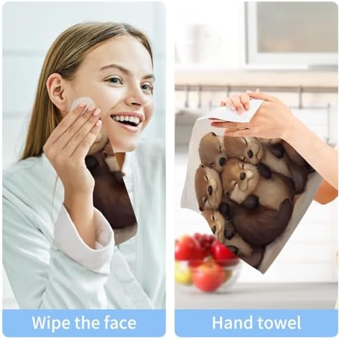 2-Pack Cute Otters Washcloths for Bathroom