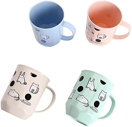 CheeseandU 4Pack Unbreakable Toothbrush Cups with Cute Cat Patterns