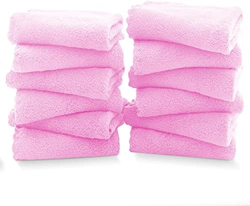 TENSTARS 12 Pack Premium Washcloths Set - Soft Microfiber Coral Velvet