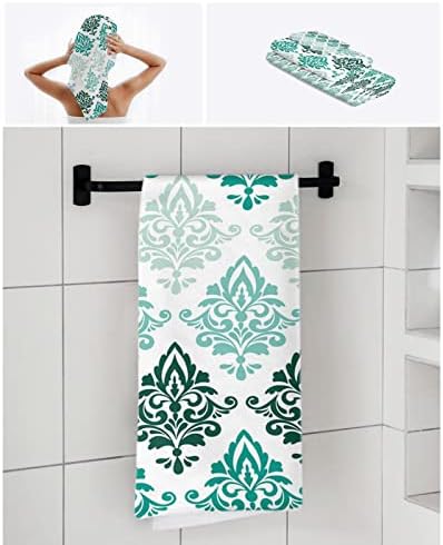 Luxurious Geometric Turquoise Bathroom Towels Set