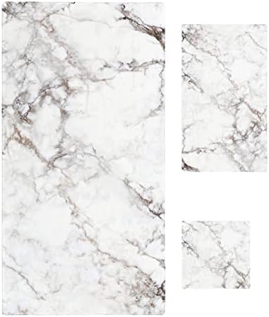 ZOE GARDEN White Cracked Marble Bathroom Towel Set