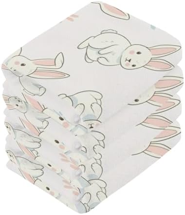 2-Pack Cute Rabbit Washcloth for Bathroom 12x12in Soft Cotton Towels