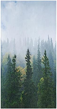 2Pack Microfiber Kitchen Towels autumn forest misty landscape 18x28 inch