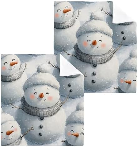 2-Pack Cute Snowman Washcloths for Bathroom