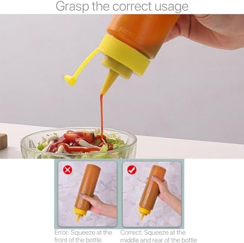 3-PIECE REusable SQUEEZE BOTTLES LEAK-PROOF MEASURING CAPS FOOD-GRADE KITCHEN ESSENTIALS