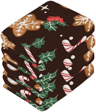 Kigai Christmas Cookie Washcloth Set Soft Absorbent Stylish for Home Travel