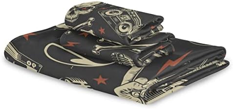 DOMIKING Skull Bath Towel Set of 3