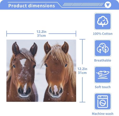 Heads-Up on a Gdeal Two Wild Horses 12x12 Cotton Washcloths
