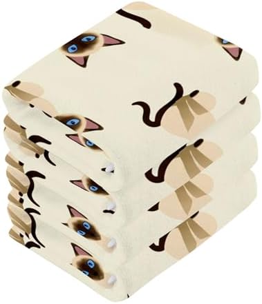 Burbuja Siamese Cats 4 Pack Washcloths - Soft Absorbent