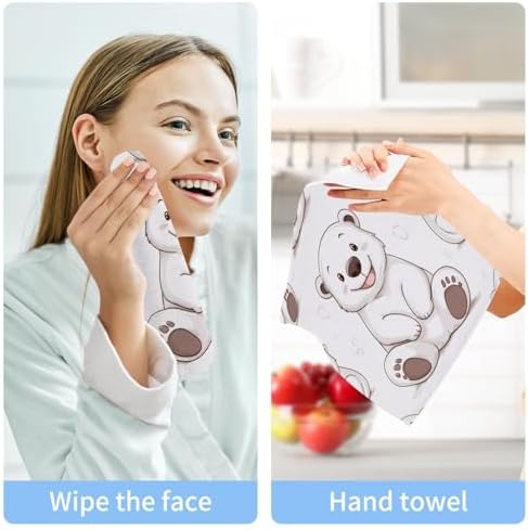 Msyxl Cute Polar Bear Washcloth 2-Pack 12x12in Soft Cotton