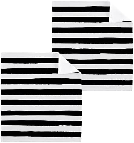 Kigai Premium Washcloth Set - Black White Stripes