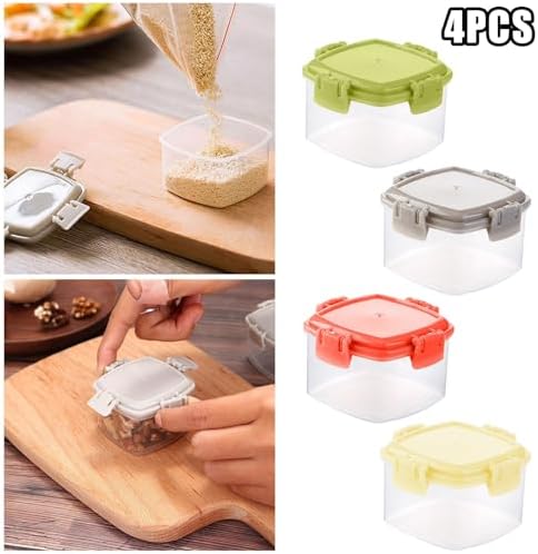 Mini Transparent Food Storage Containers with Leak-Proof Lid 4Pcs