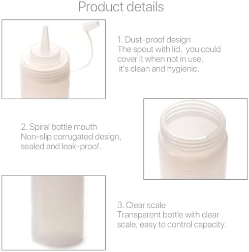 3-PIECE REusable SQUEEZE BOTTLES LEAK-PROOF MEASURING CAPS FOOD-GRADE KITCHEN ESSENTIALS