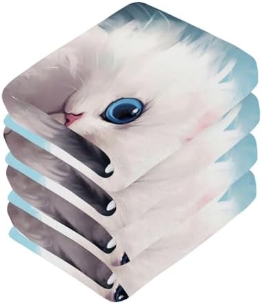 Kigai Cute Cat Washcloths Soft Quick-Dry Premium Face Towels