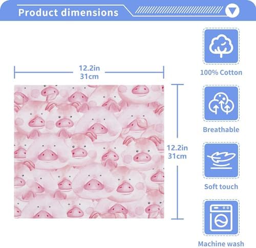 Cute Pigs Xigua Washcloth Set - 2-12 Pcs 12x12in Washable Durable