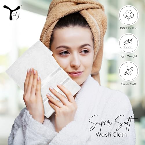 Luxury Wash Cloths 12 Pack Soft Absorbent 13x13 Inch - White