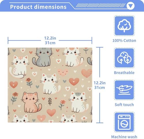 4-Pack Cute Cats Washcloths for Bathroom More