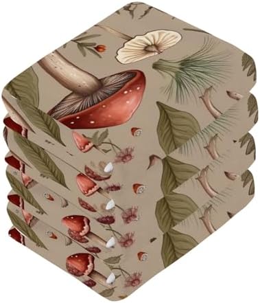 Kigai Mushroom Brown Washcloths 2 Pack 12x12 Inch Soft Cotton Towel