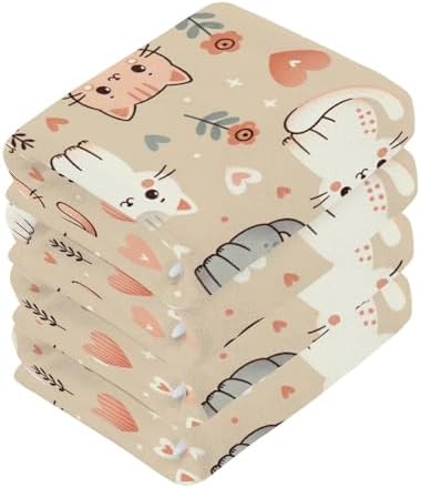 4-Pack Cute Cats Washcloths for Bathroom More