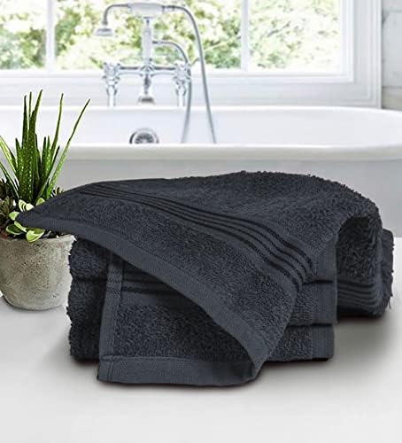Belizzi Home Ultra Soft Cotton Washcloths 12 Pack 12x12 Inch Charcoal Grey