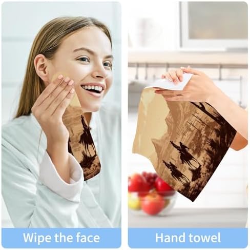 Xigua Western Cowboy Washcloths Absorbent Soft 10x10