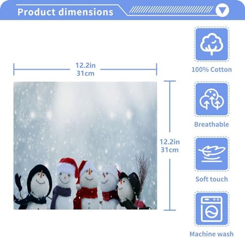 Cute Winter Snowman Towels Set for Bathroom Travel