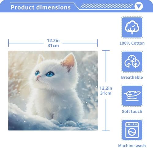 Qilmy Cute Kitten Washcloths Soft Absorbent and Durable for Your Bathroom