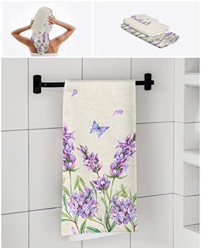 Chees D Zone Bath Towel SetPurple Floral Lavender Butterfly Soft Cotton Towels