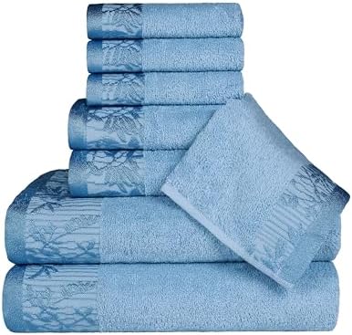 Luxurious Cotton 8-Piece Towel Set with Fresh Floral Design