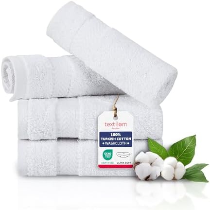 TEXTILOM Washcloths Set of 4 - 13x13 Inches White