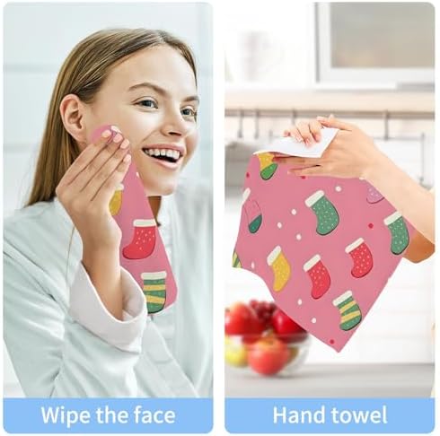 Xigua Christmas Socks Washcloths Set - Multi-Purpose 2-12 Pack - Fast Drying Stylish