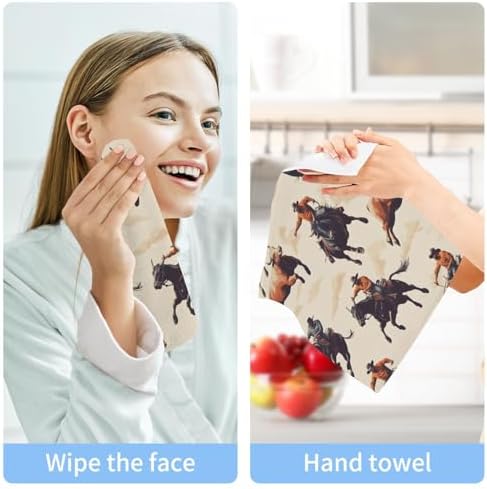 Kigai Cowboys Rodeo Face Towels Soft Absorbent 12x12