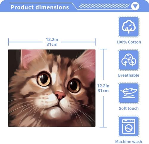 Cute Brown Cat Washcloth 12x12