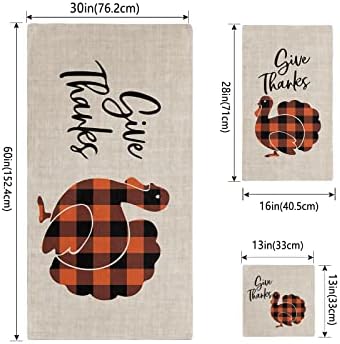 ZOE GARDEN Black Orange Check Turkey Towel Set 3-PC
