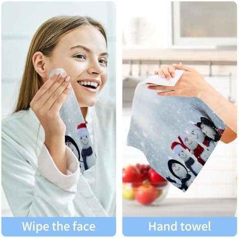 Cute Winter Snowman Towels Set for Bathroom Travel