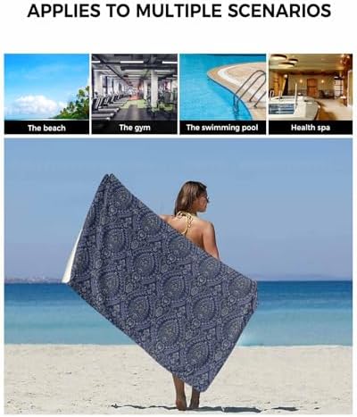 Navy Mandala Paisley Bathroom Towel Set