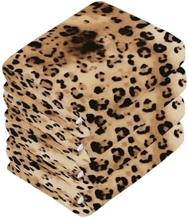 Pure Cotton Leopard Print Reusable Absorbent Face Towels Set - 2-Pack